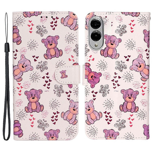 For Samsung Galaxy S25 Edge Case Pattern Leather Wallet Phone Cover with Card Holder - Bear