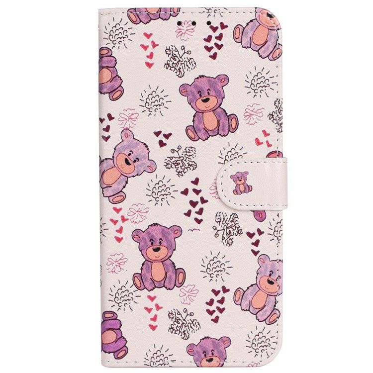 For Samsung Galaxy S25 Edge Case Pattern Leather Wallet Phone Cover with Card Holder - Bear