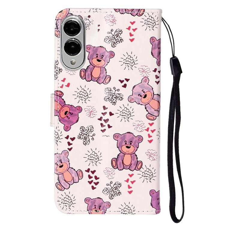 For Samsung Galaxy S25 Edge Case Pattern Leather Wallet Phone Cover with Card Holder - Bear