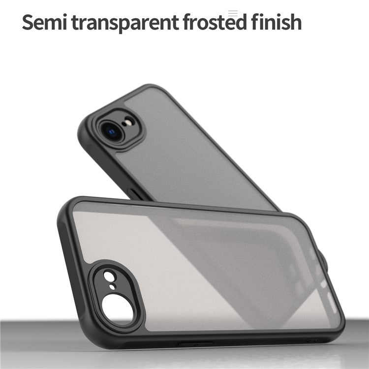 For iPhone 16e Case Drop Proof Airbags Frosted Translucent PC + TPU Phone Back Cover - Black