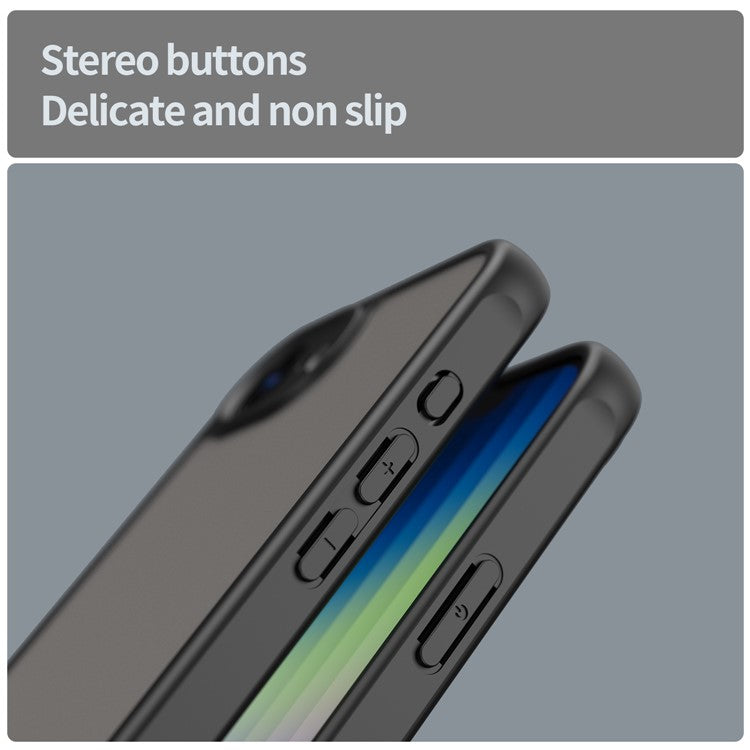 For iPhone 16e Case Drop Proof Airbags Frosted Translucent PC + TPU Phone Back Cover - Black