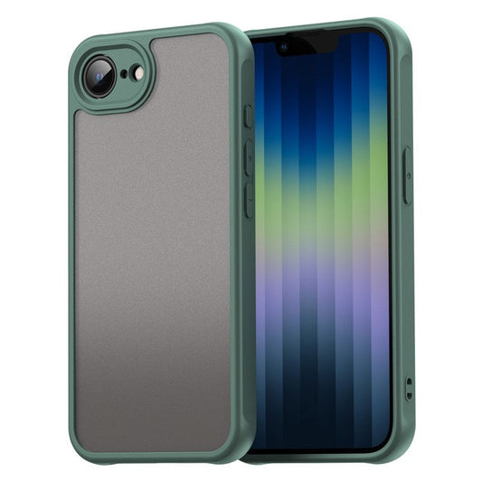 For iPhone 16e Case Drop Proof Airbags Frosted Translucent PC + TPU Phone Back Cover - Green