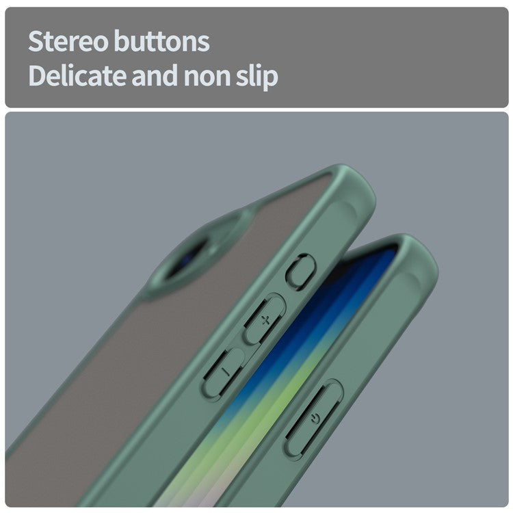 For iPhone 16e Case Drop Proof Airbags Frosted Translucent PC + TPU Phone Back Cover - Green