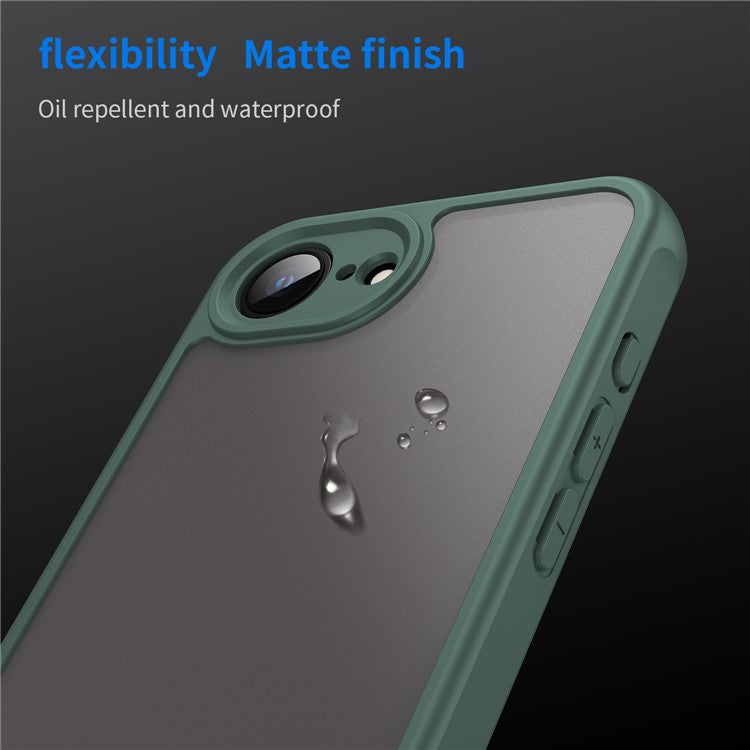 For iPhone 16e Case Drop Proof Airbags Frosted Translucent PC + TPU Phone Back Cover - Green