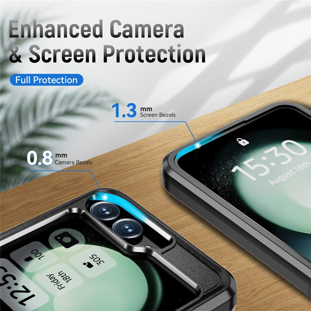 For Samsung Galaxy Z Flip7 FE 5G / Z Flip6 5G Case Military Grade Ring Kickstand PC + TPU Phone Cover - Black