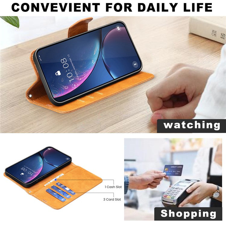 For Samsung Galaxy S25 Edge Case Shockproof PU Leather Cover with Wallet Card Slots - Yellow