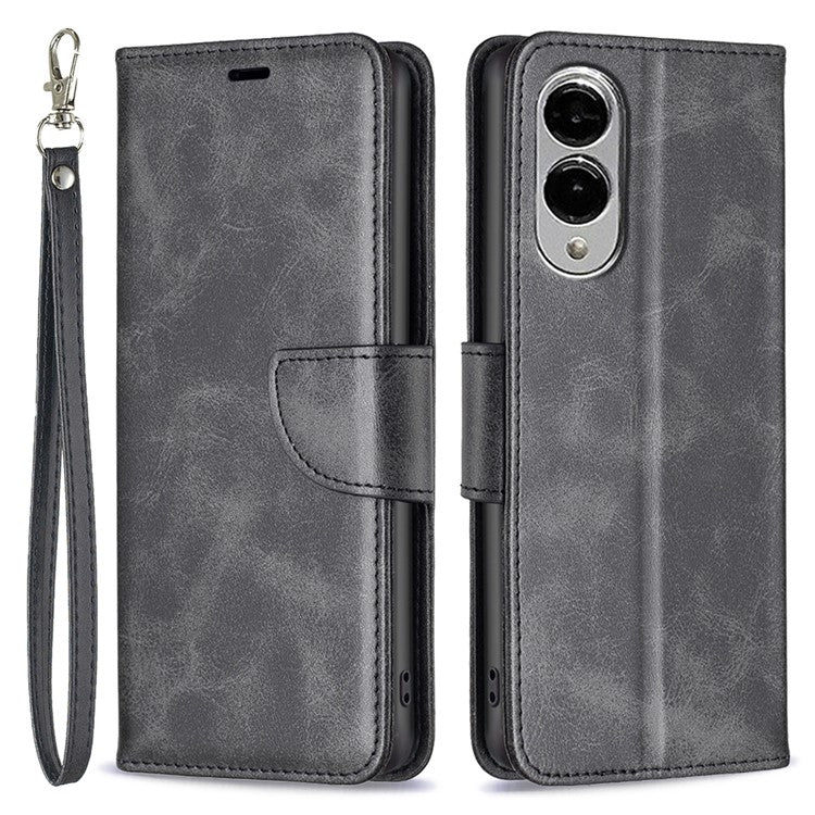 For Samsung Galaxy S25 Edge Case Shockproof PU Leather Cover with Wallet Card Slots - Black