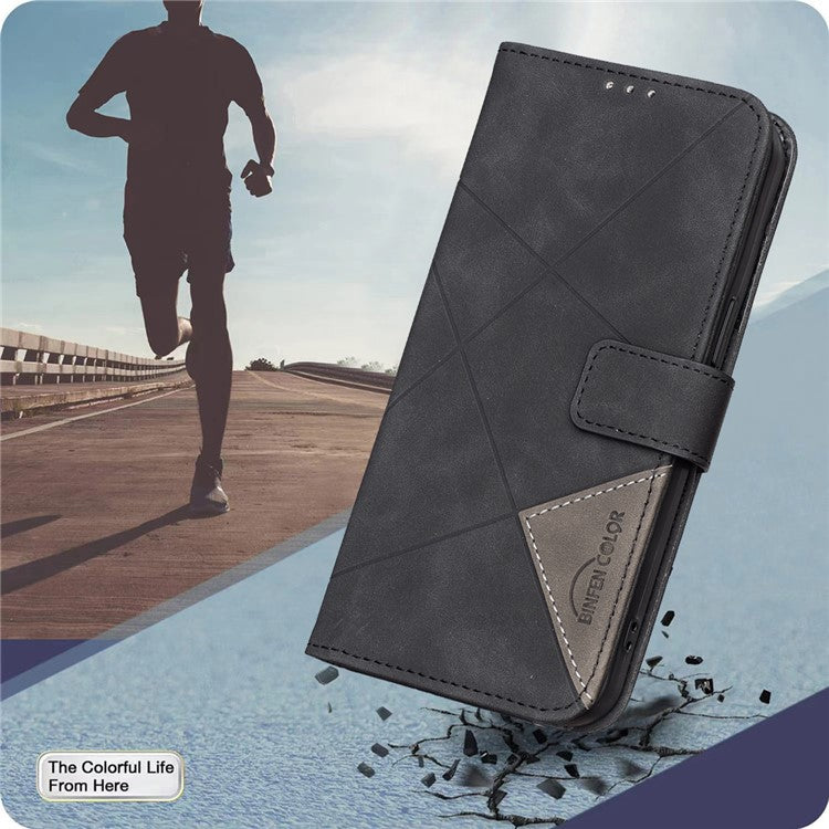 BINFEN COLOR BF05 For Samsung Galaxy S25 Edge Case Wallet Stand Leather Phone Cover - Black