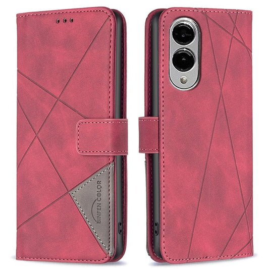 BINFEN COLOR BF05 For Samsung Galaxy S25 Edge Case Wallet Stand Leather Phone Cover - Red
