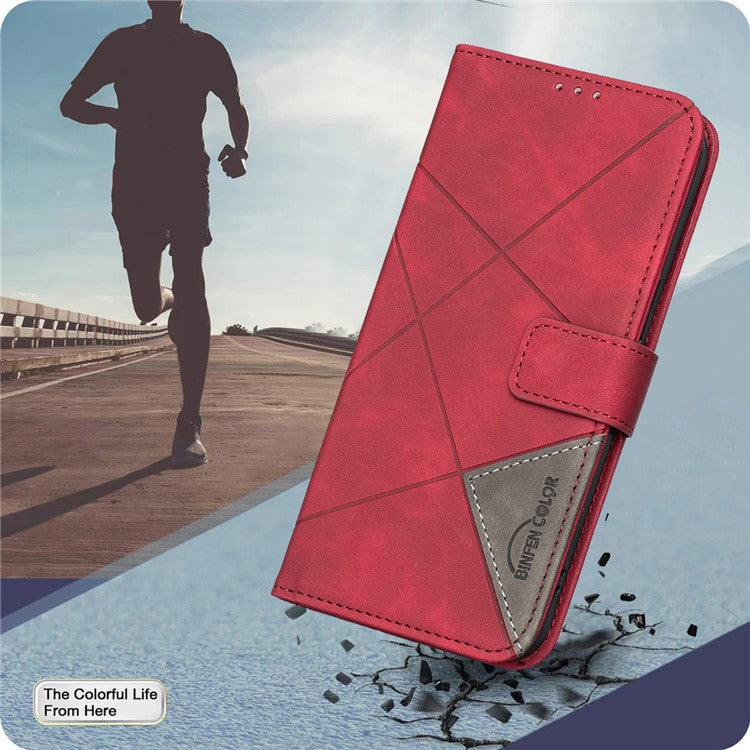BINFEN COLOR BF05 For Samsung Galaxy S25 Edge Case Wallet Stand Leather Phone Cover - Red