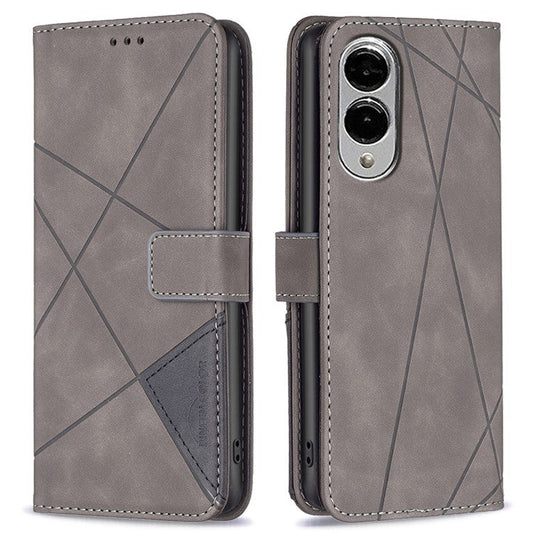 BINFEN COLOR BF05 For Samsung Galaxy S25 Edge Case Wallet Stand Leather Phone Cover - Grey
