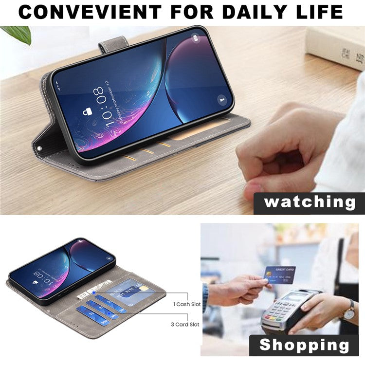 BINFEN COLOR BF05 For Samsung Galaxy S25 Edge Case Wallet Stand Leather Phone Cover - Grey
