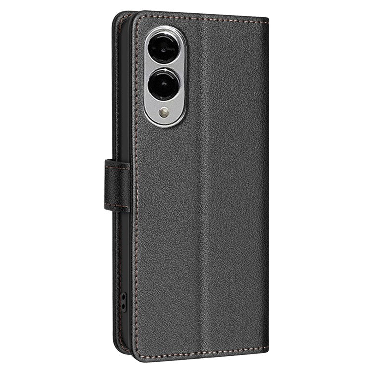 BINFEN COLOR BF32 For Samsung Galaxy S25 Edge Leather Case Wallet RFID Blocking Phone Cover - Black