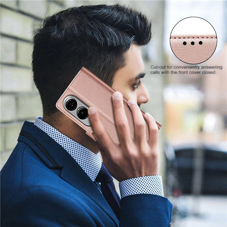 BINFEN COLOR BF32 For Samsung Galaxy S25 Edge Leather Case Wallet RFID Blocking Phone Cover - Rose Gold