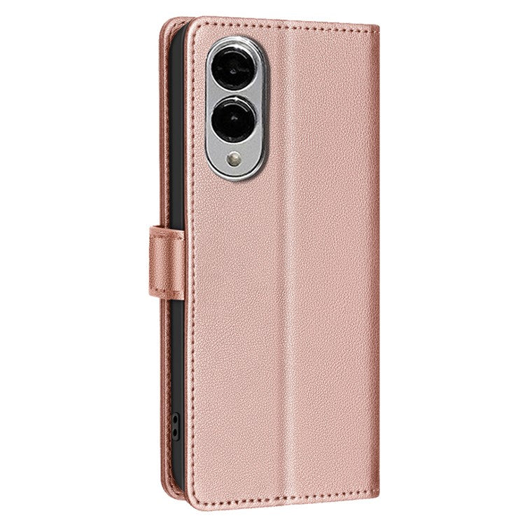 BINFEN COLOR BF32 For Samsung Galaxy S25 Edge Leather Case Wallet RFID Blocking Phone Cover - Rose Gold