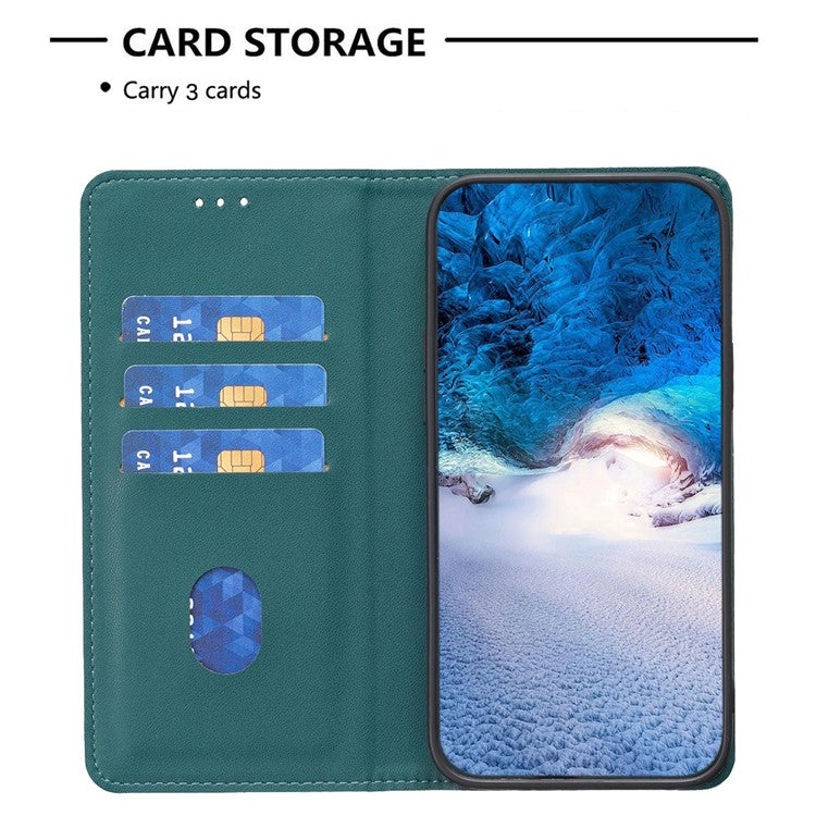 BINFEN COLOR BF18 For Samsung Galaxy S25 Edge Leather Case Card Slots Phone Cover - Green