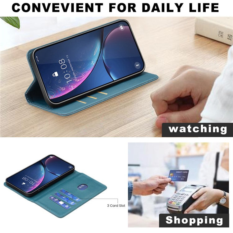BINFEN COLOR BF18 For Samsung Galaxy S25 Edge Leather Case Card Slots Phone Cover - Green