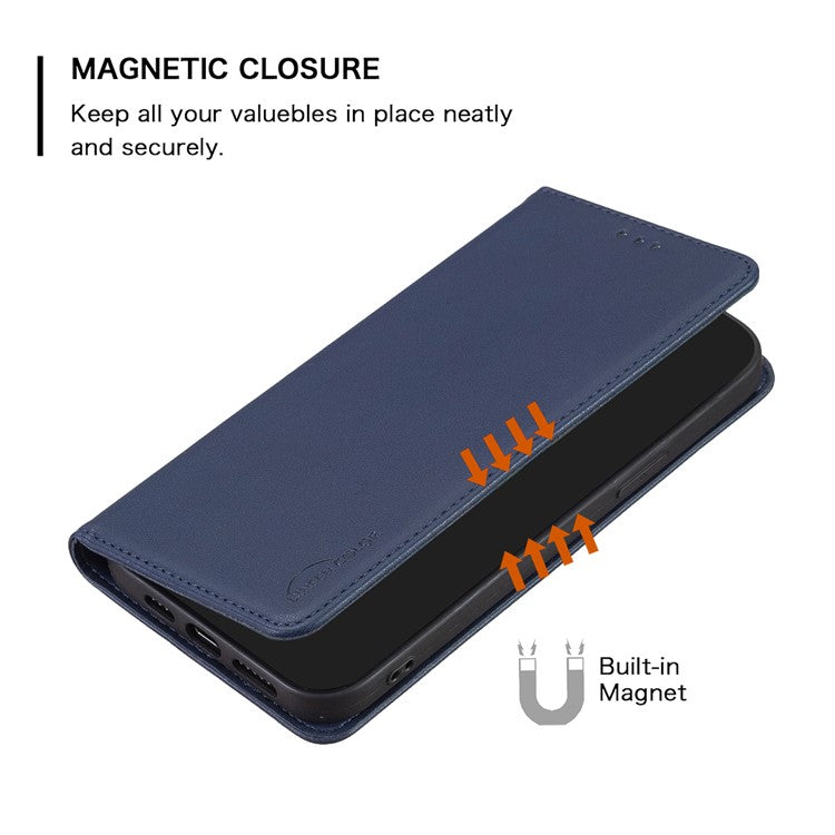 BINFEN COLOR BF18 For Samsung Galaxy S25 Edge Leather Case Card Slots Phone Cover - Blue