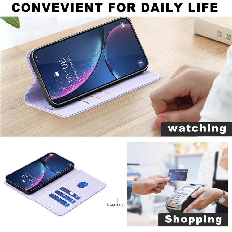 BINFEN COLOR BF18 For Samsung Galaxy S25 Edge Leather Case Card Slots Phone Cover - Purple