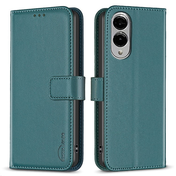 BINFEN COLOR BF17 For Samsung Galaxy S25 Edge Case Wallet Folio Flip Leather Cover - Green