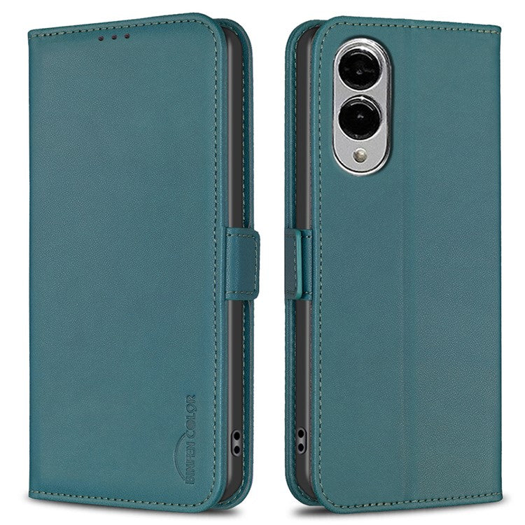 BINFEN COLOR BF31 For Samsung Galaxy S25 Edge Case PU Leather Flip Folio Phone Wallet Cover - Green