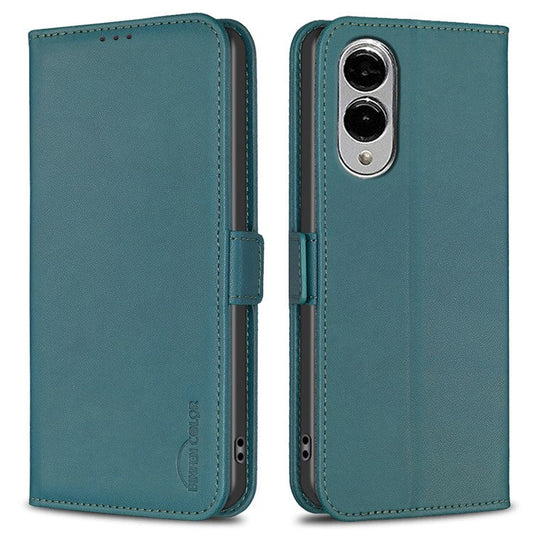BINFEN COLOR BF31 For Samsung Galaxy S25 Edge Case PU Leather Flip Folio Phone Wallet Cover - Green