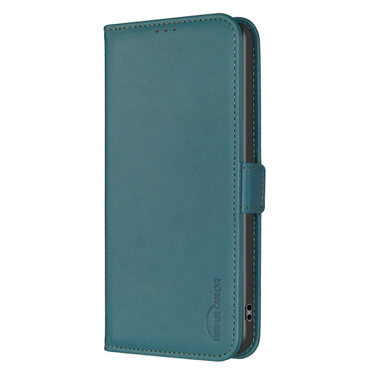 BINFEN COLOR BF31 For Samsung Galaxy S25 Edge Case PU Leather Flip Folio Phone Wallet Cover - Green