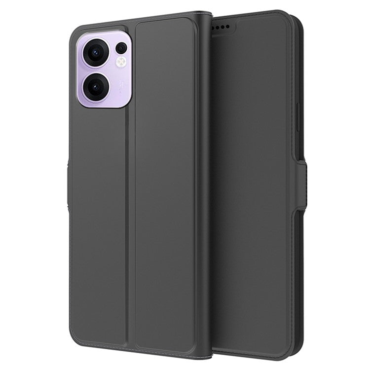 For Oppo Reno13 F 5G Case Shockproof TPU Inner Shell Leather Phone Cover Card Slot - Black