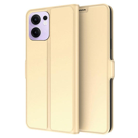 For Oppo Reno13 F 5G Case Shockproof TPU Inner Shell Leather Phone Cover Card Slot - Gold