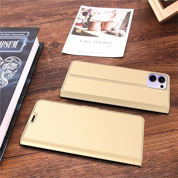 For Oppo Reno13 F 5G Case Shockproof TPU Inner Shell Leather Phone Cover Card Slot - Gold