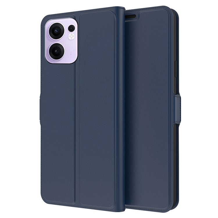 For Oppo Reno13 F 5G Case Shockproof TPU Inner Shell Leather Phone Cover Card Slot - Blue
