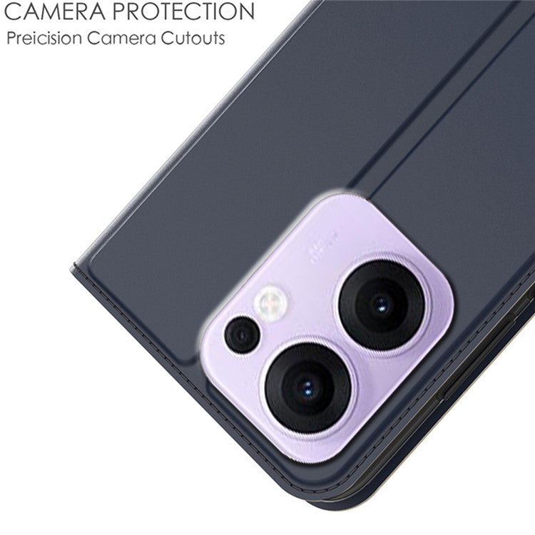 For Oppo Reno13 F 5G Case PU Leather Phone Cover with Card Holder Stand - Blue