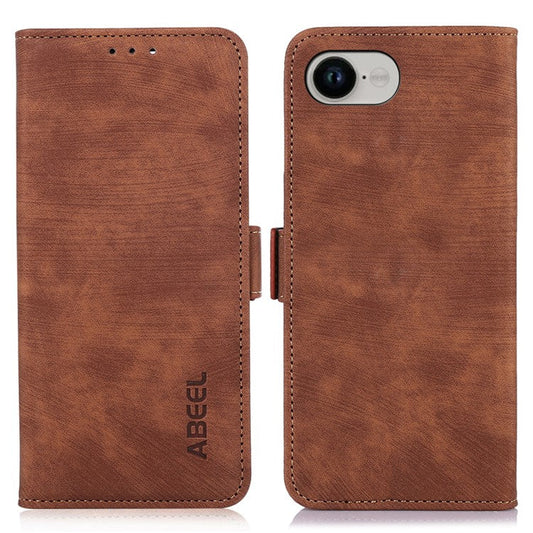 ABEEL For iPhone 16e Case Flip Wallet with Stand Retro Leather Phone Cover - Brown