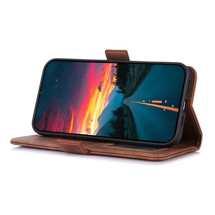 ABEEL For iPhone 16e Case Flip Wallet with Stand Retro Leather Phone Cover - Brown