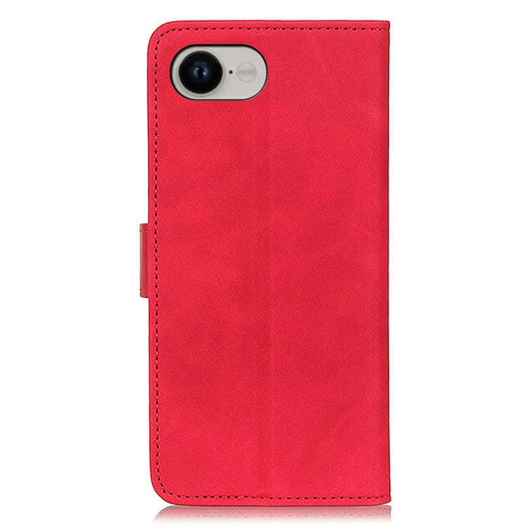 KHAZNEH For iPhone 16e Case PU Leather Retro Texture Phone Cover - Red