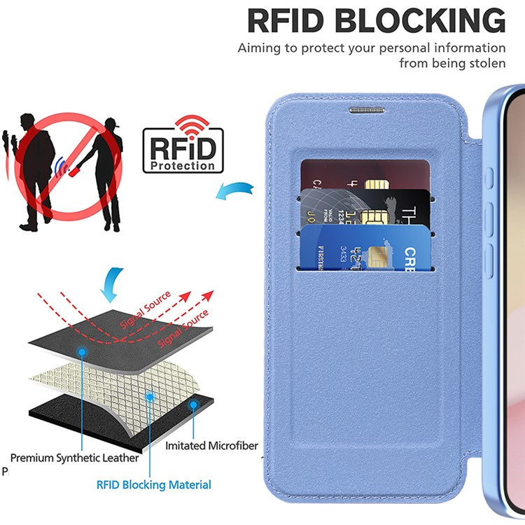 For iPhone 16e Case Compatible with MagSafe Rhombus PU Leather Phone Cover - Blue