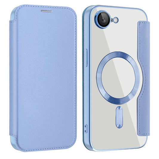 For iPhone 16e Case Compatible with MagSafe RFID Blocking Leather Phone Cover - Blue
