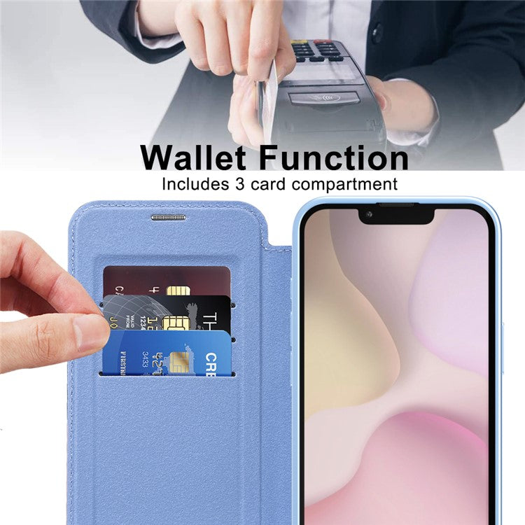 For iPhone 16e Case Compatible with MagSafe RFID Blocking Leather Phone Cover - Blue