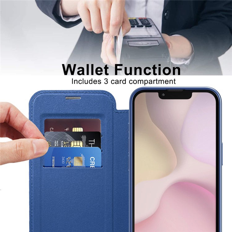 For iPhone 16e Case Compatible with MagSafe RFID Blocking Leather Phone Cover - Sapphire