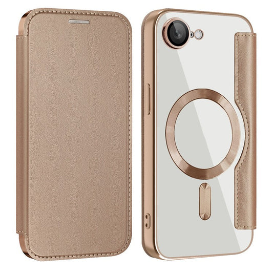 For iPhone 16e Case Compatible with MagSafe RFID Blocking Leather Phone Cover - Desert Gold