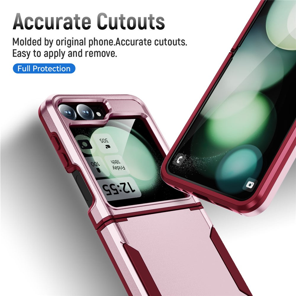 For Samsung Galaxy Z Flip7 FE 5G / Z Flip6 5G Case PC+TPU Military Grade Drop Protective Phone Cover - Pink+Rose