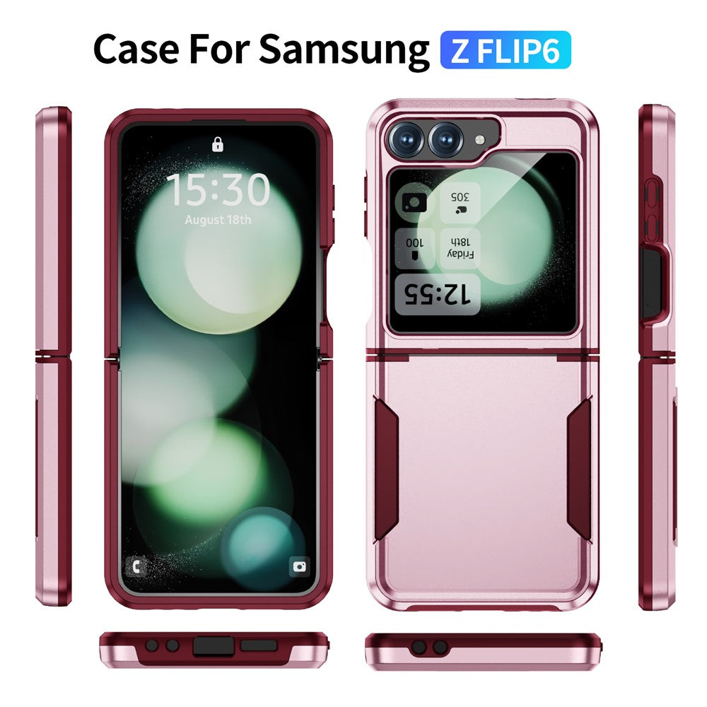 For Samsung Galaxy Z Flip7 FE 5G / Z Flip6 5G Case PC+TPU Military Grade Drop Protective Phone Cover - Pink+Rose