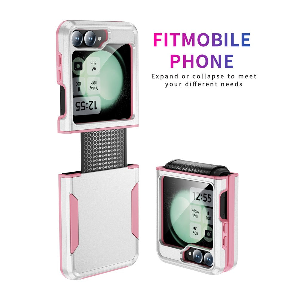 For Samsung Galaxy Z Flip7 FE 5G / Z Flip6 5G Case PC+TPU Military Grade Drop Protective Phone Cover - White+Pink