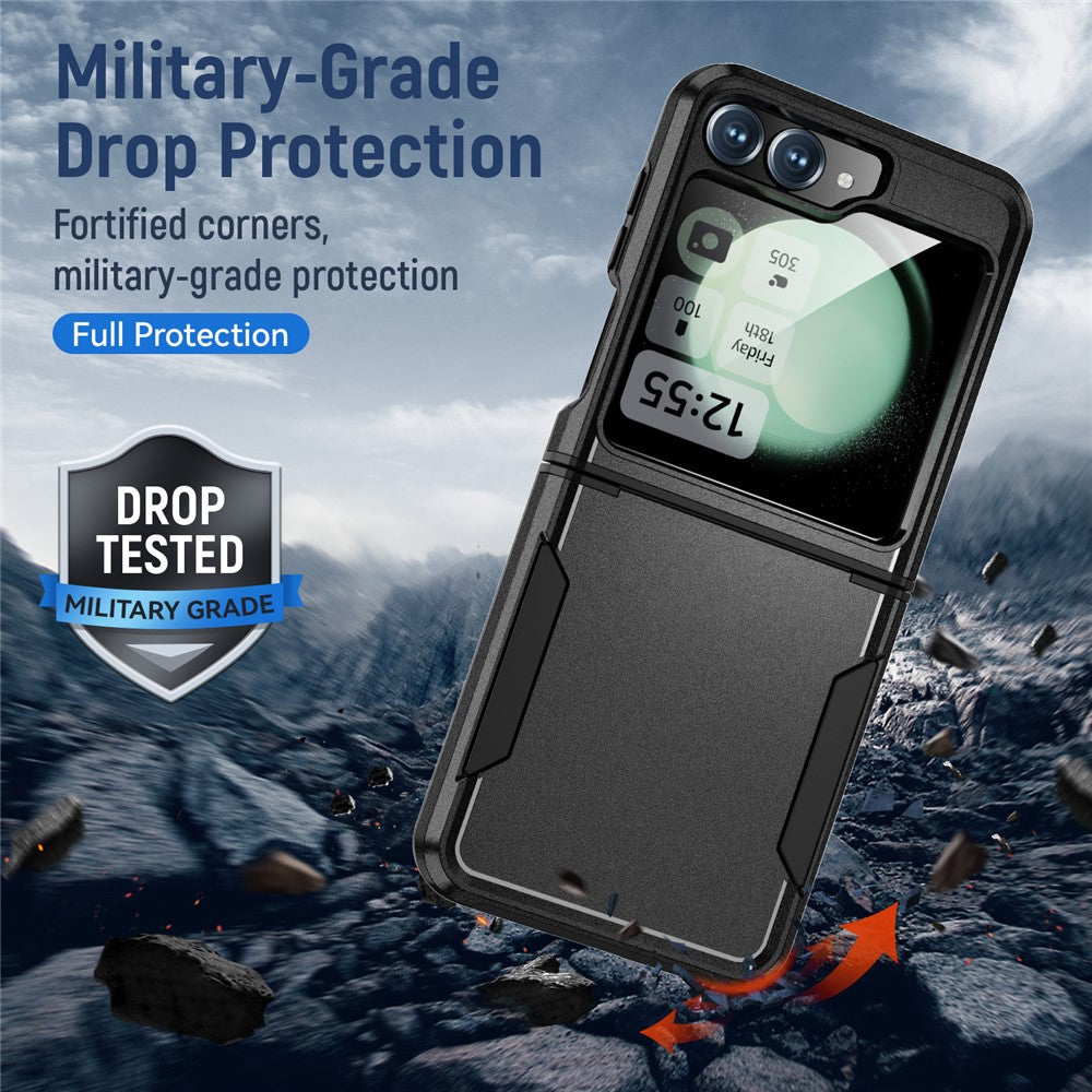 For Samsung Galaxy Z Flip7 FE 5G / Z Flip6 5G Case PC+TPU Military Grade Drop Protective Phone Cover - Black