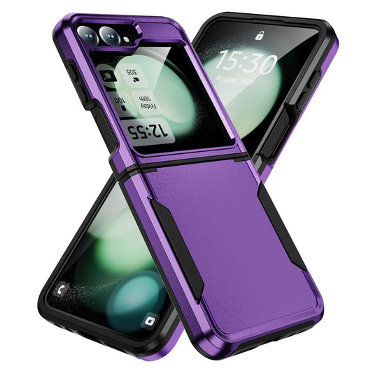 For Samsung Galaxy Z Flip7 FE 5G / Z Flip6 5G Case PC+TPU Military Grade Drop Protective Phone Cover - Purple+Black