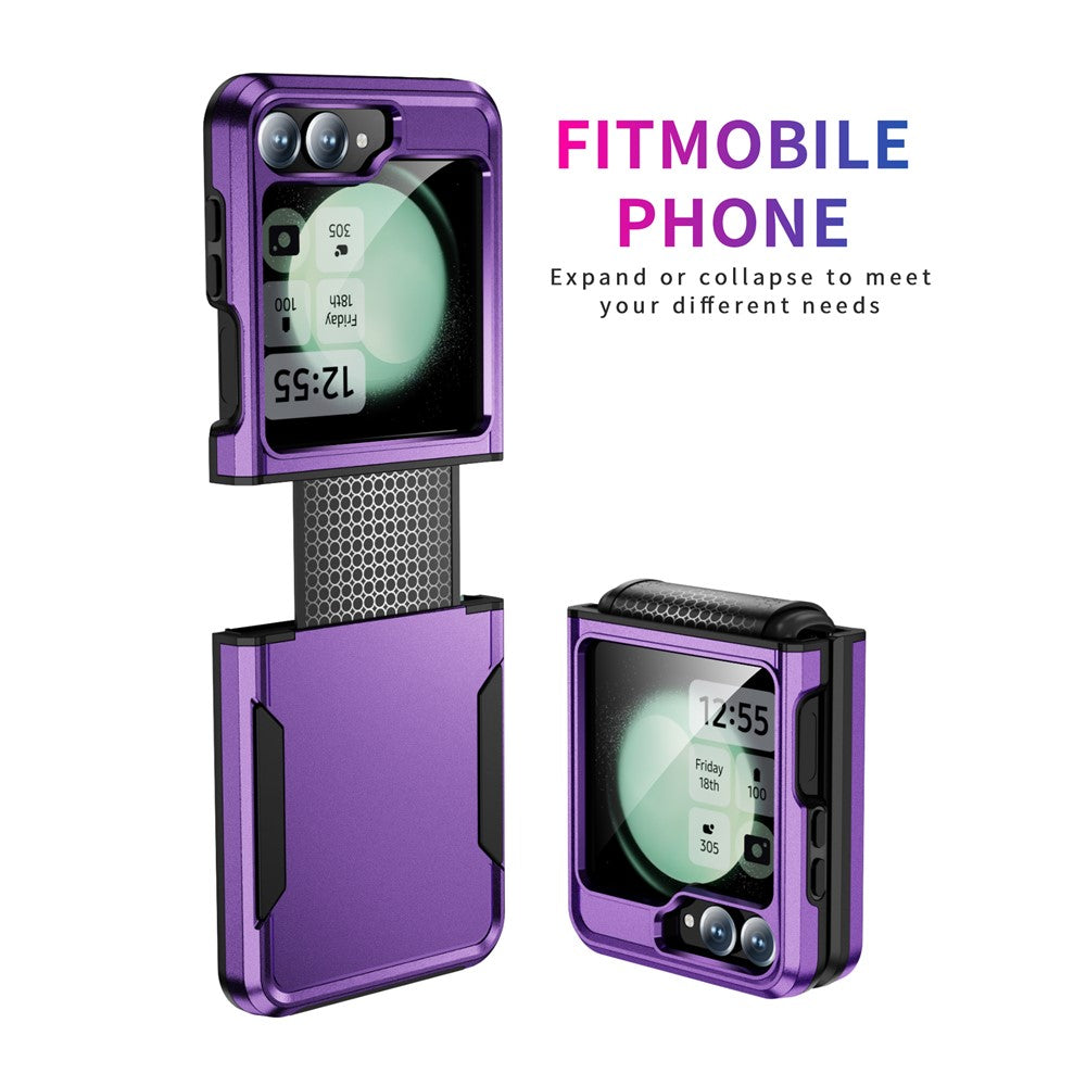For Samsung Galaxy Z Flip7 FE 5G / Z Flip6 5G Case PC+TPU Military Grade Drop Protective Phone Cover - Purple+Black