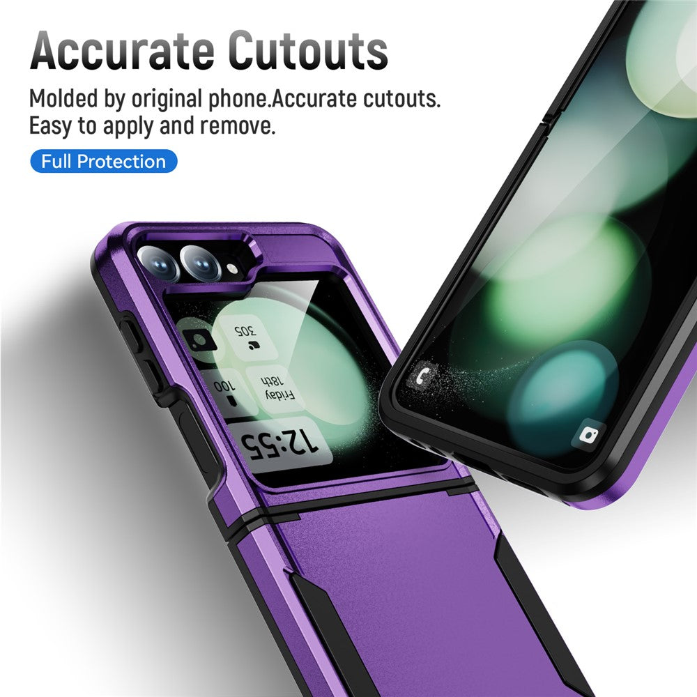 For Samsung Galaxy Z Flip7 FE 5G / Z Flip6 5G Case PC+TPU Military Grade Drop Protective Phone Cover - Purple+Black