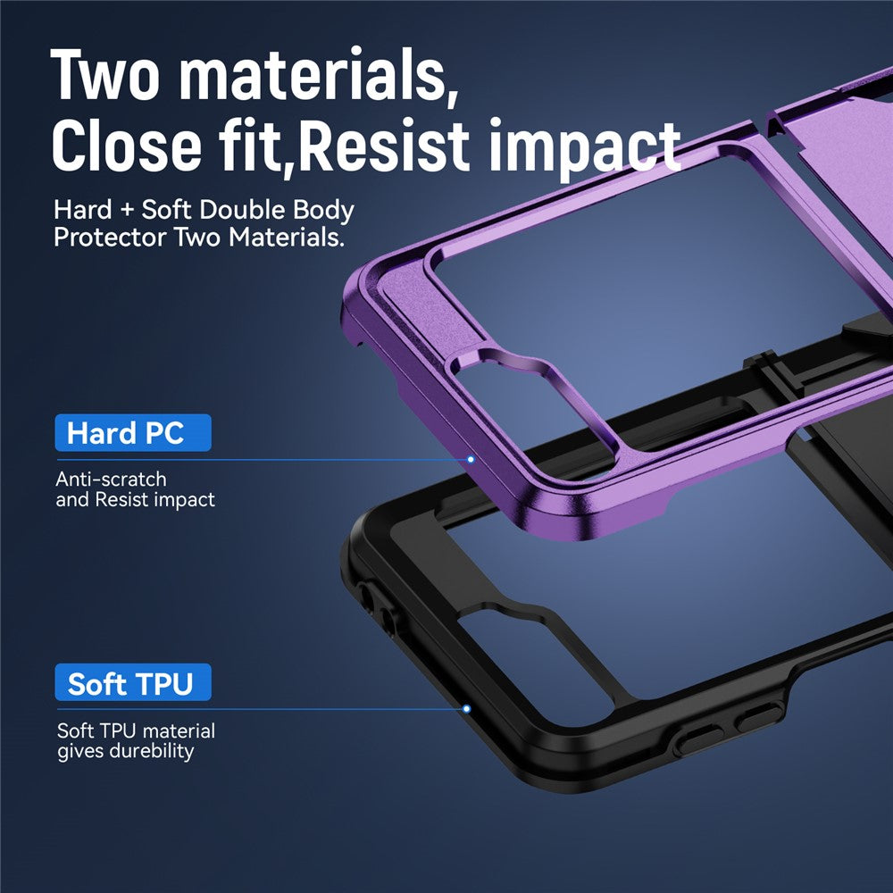 For Samsung Galaxy Z Flip7 FE 5G / Z Flip6 5G Case PC+TPU Military Grade Drop Protective Phone Cover - Purple+Black