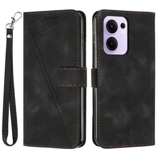 For Oppo Reno13 F 5G Case Handbag Imprinted Triangle Leather Phone Cover - Black