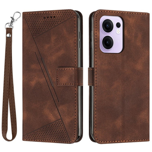 For Oppo Reno13 F 5G Case Handbag Imprinted Triangle Leather Phone Cover - Brown